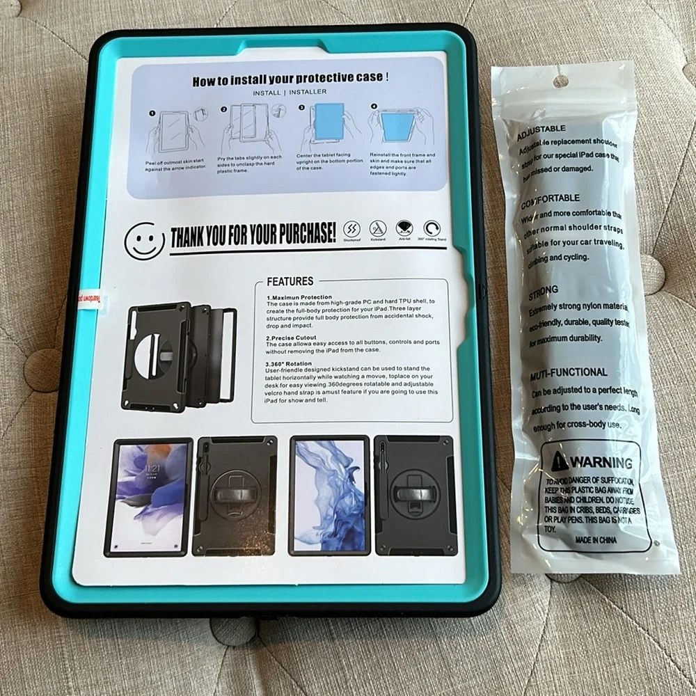 Miesherk Case for Galaxy Tab S9 Plus with Hand/Shoulder Strap 12.4” SkyBlue